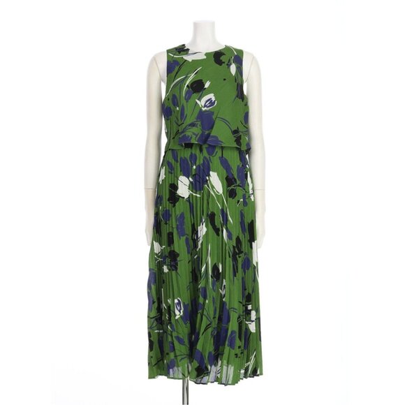 Taylor Green Floral Tiered Pleated Midi Dress, 4P - Picture 4 of 4